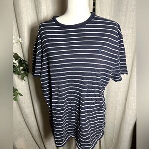 Striped Polo Shirt – Size Large, Navy Blue